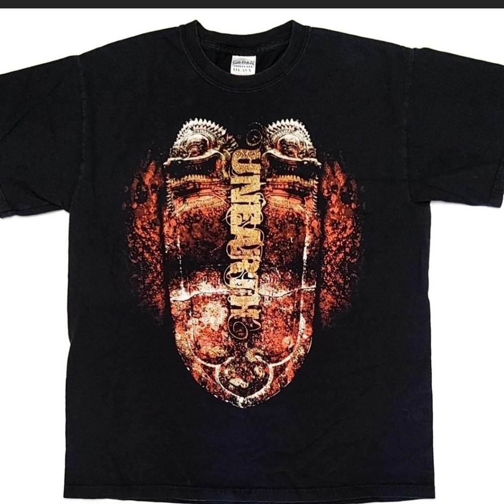 Vtg 2000s UNEARTH Metalcore Band T-Shirt Gildan Heavy Cotton Black Medium M - Picture 4 of 5